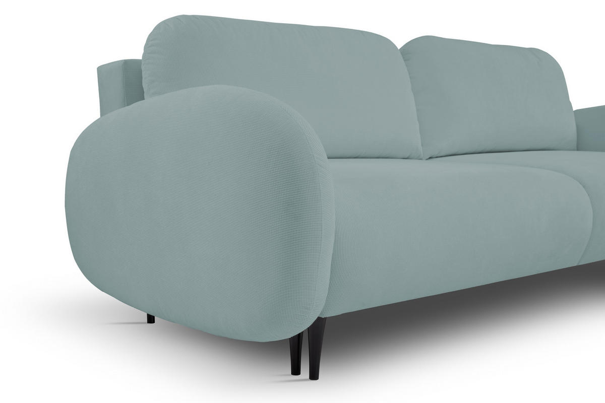 SOFA SOFT RunAgin Mit Schlaffunktion Und Bettkasten, PUR-Schaum, Schwarze Kunststofffüße, lose Rückenkissen, freistehend, 232x109x95 cm Turquoise - Türkis, Holz/Textil (232/95/109cm) - DomoHome