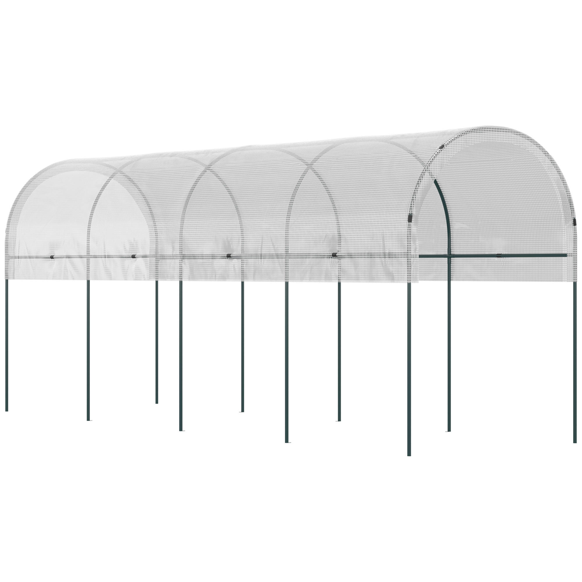 TOMATENGEWÄCHSHAUS, Winddichtes Foliengewächshaus, für Garten Balkon, Stahl, PE, Weiß - Weiß, Kunststoff/Metall (120/170/400cm) - Outsunny