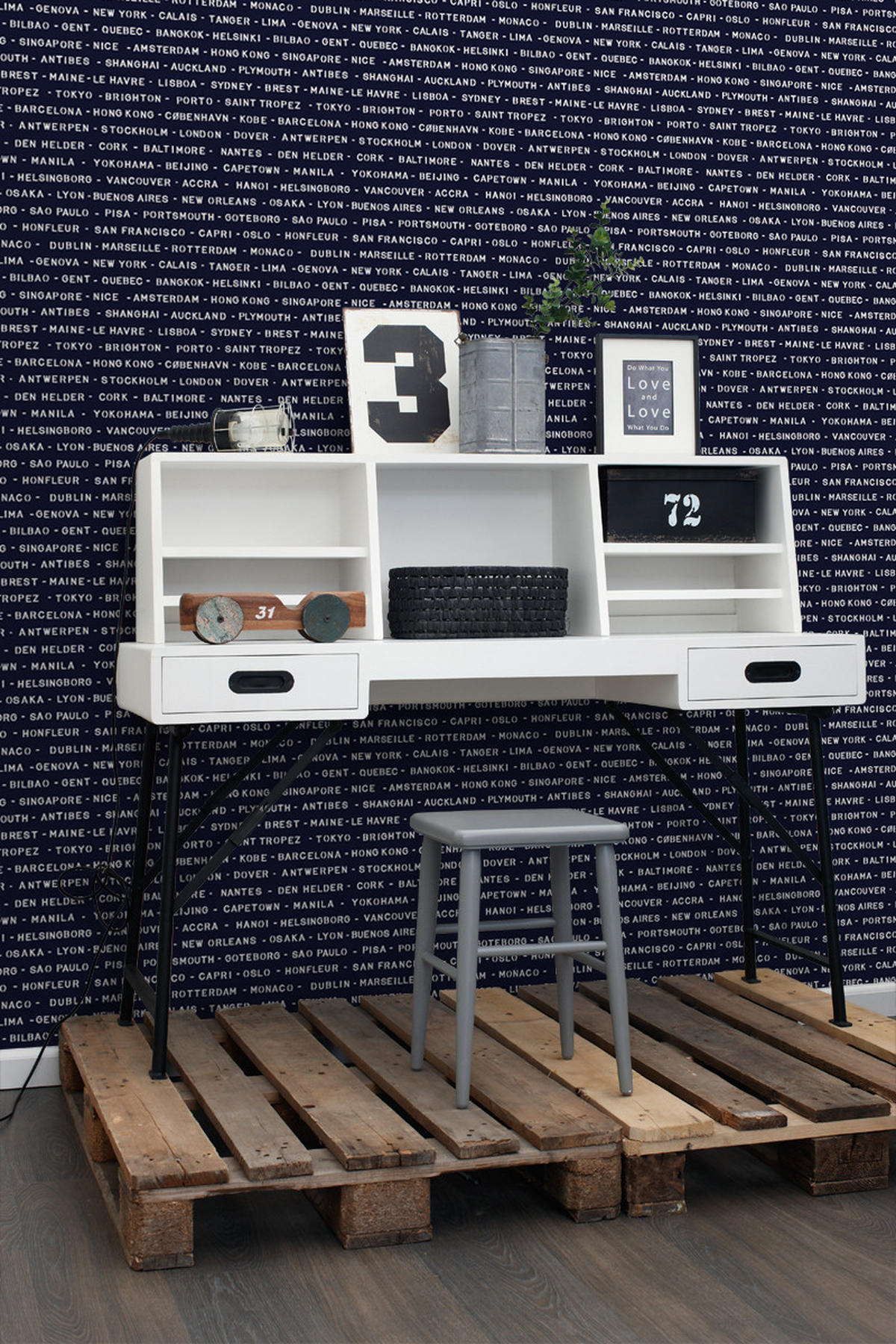 TAPETE Hafenstädte 53 cm x 10.05 m - Blau, Papier (53/0.1cm) - ESTAhome