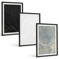 BILDER SET 3er Set - 40x60 cm Schwarzer Rahmen - Die Farben eleganter Steinstrukturen - Schwarz, Kunststoff (40/60cm) - TULUP