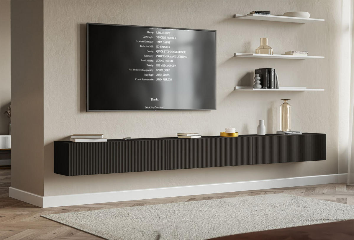TV-LOWBOARD Veldio hängend Schwarz 300 cm - Schwarz, Holzwerkstoff (302.4/28.5/31.6cm) - Selsey