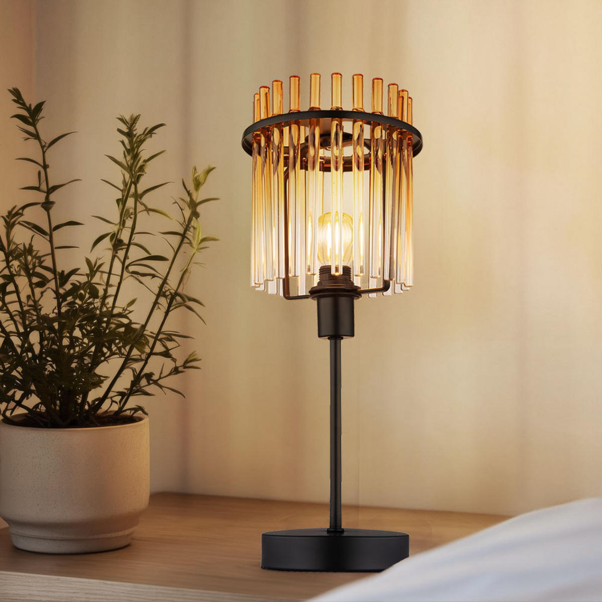 LED TISCHLEUCHTE Metall Orange - Orange, Glas (15/15/37.5cm) - Globo Lighting