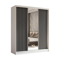 SCHWEBETÜRENSCHRANK LAMELLO 180/216/61 cm 3-türig mit Spiegel Weiß - Weiß/Grau, Holzwerkstoff (180/216/61cm) - MASSENO