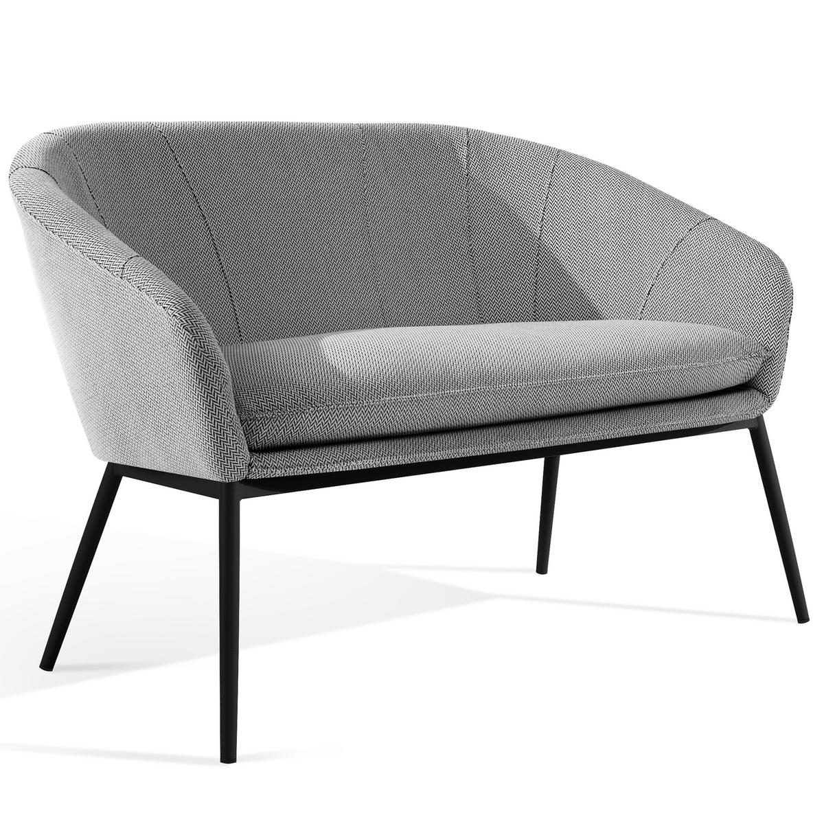 GARTENMÖBELSET SOLIS Gartenlounge-Set, weiß/schwarz - Weiß, Textil/Metall - KONSIMO®