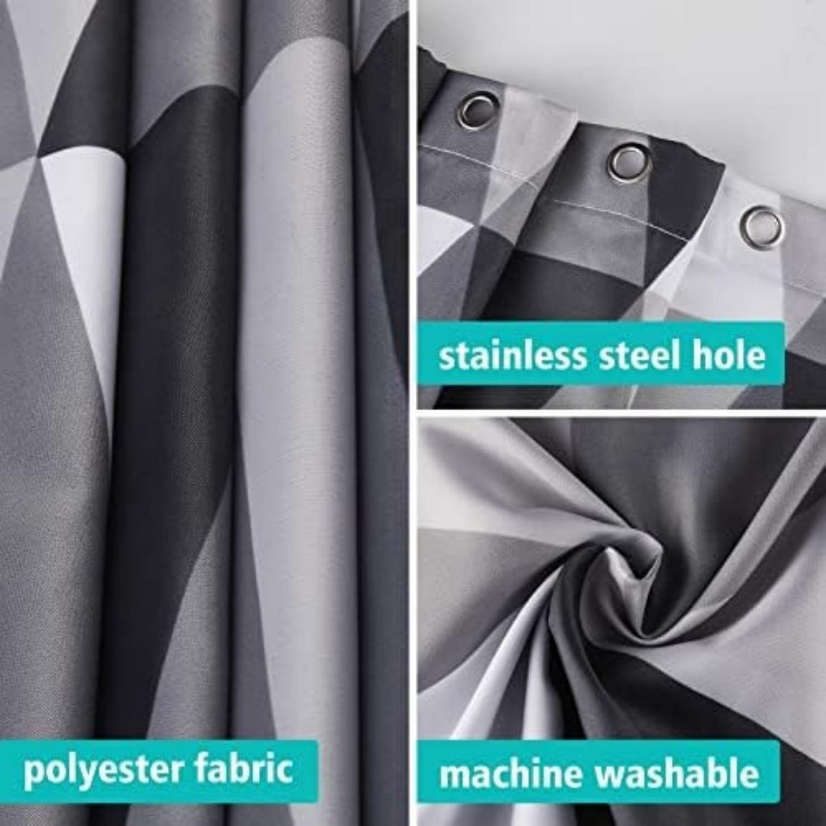 DUSCHVORHANG Muster Triangle mit beschwertem Saum und Haken maschinenwaschbar - Grau, Textil (200/180cm) - MCBOSON