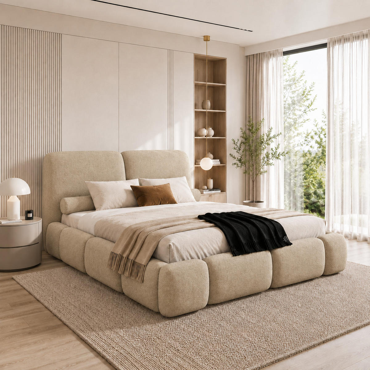 POLSTERBETT ARDELLO mit Beinen mit Bettkasten,Bett 140x200,Doppelbett,Lattenrost,Boxspringbett-Optik,ohne Matratze,Schlafzimmer-Fuchsrot - Beige, Holz (180/200cm) - Furnistar