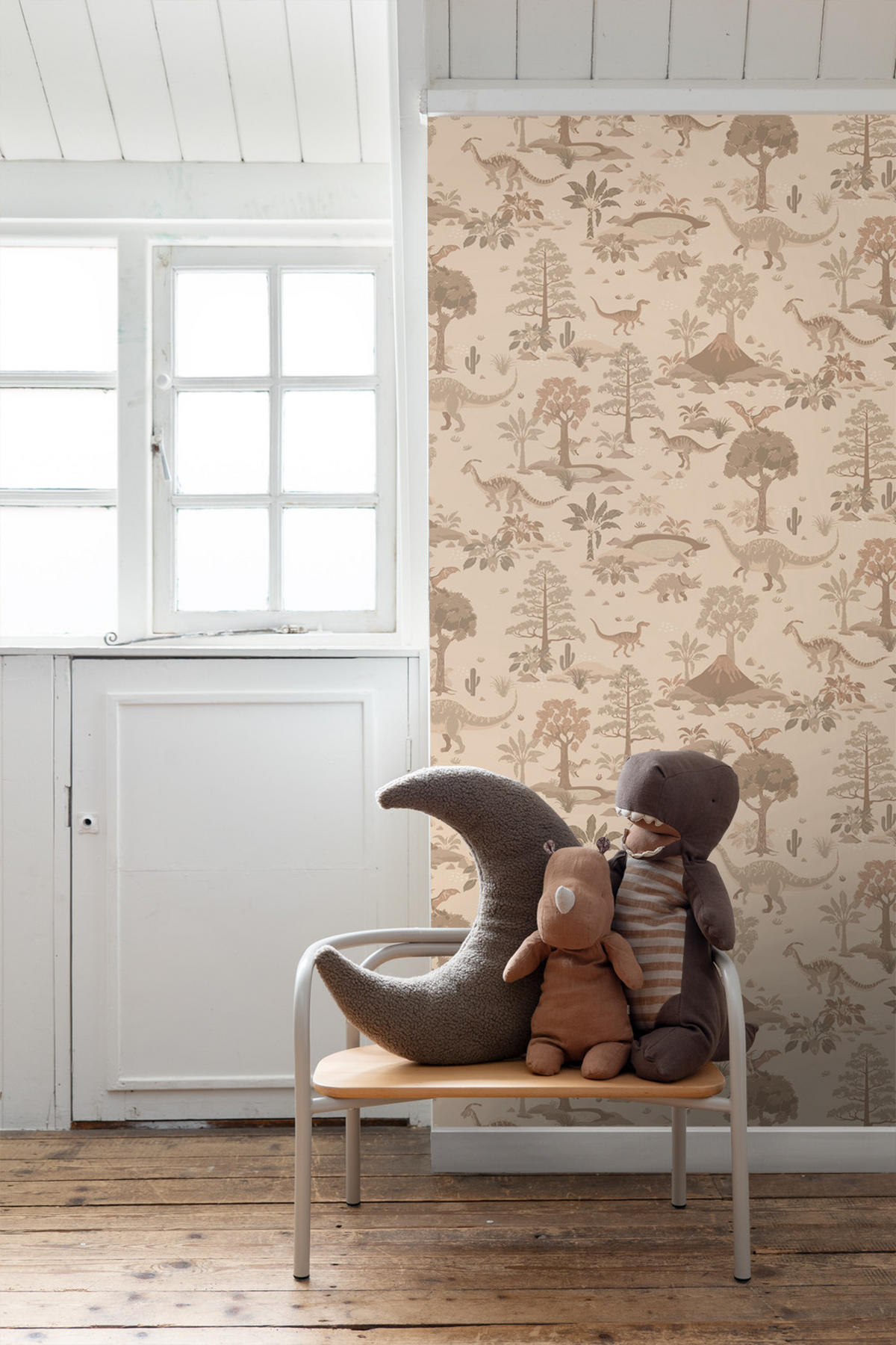 TAPETE Dinosaurier 50 x 900 cm - Beige, Papier (50/0.1cm) - ESTAhome
