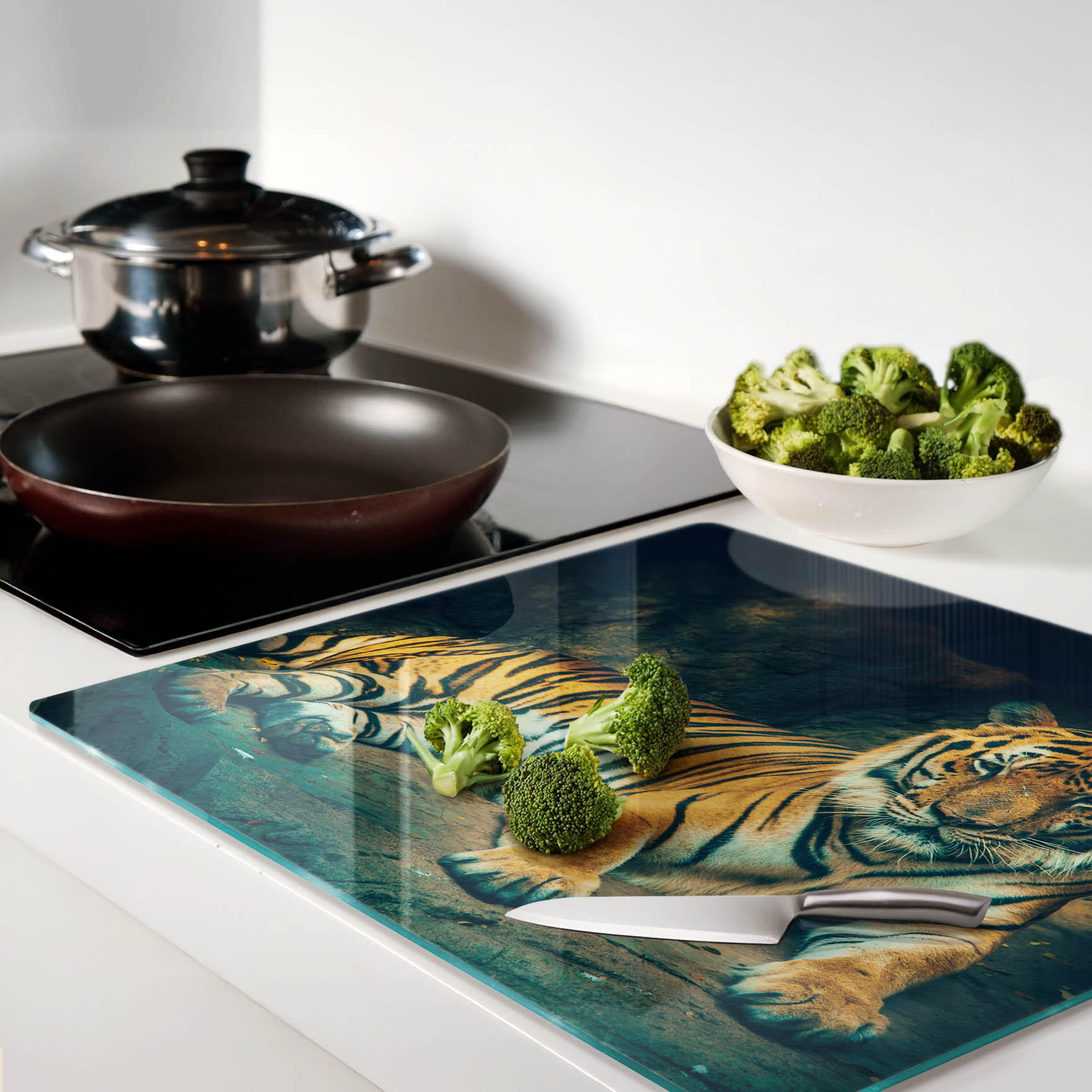 Thumbnail - Tulup Glasplatte, Orange, Glas, 60x52 cm, Küchenzubehör, Schneidebretter