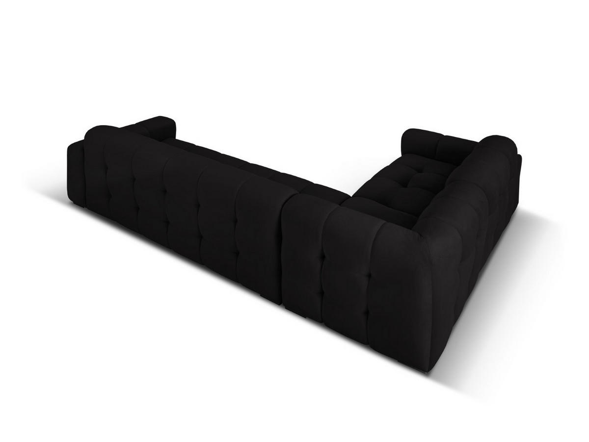 ECKSOFA links Kendal aus Samt schwarz 6 Sitzplätze - Schwarz, Textil (231/332cm) - Micadoni