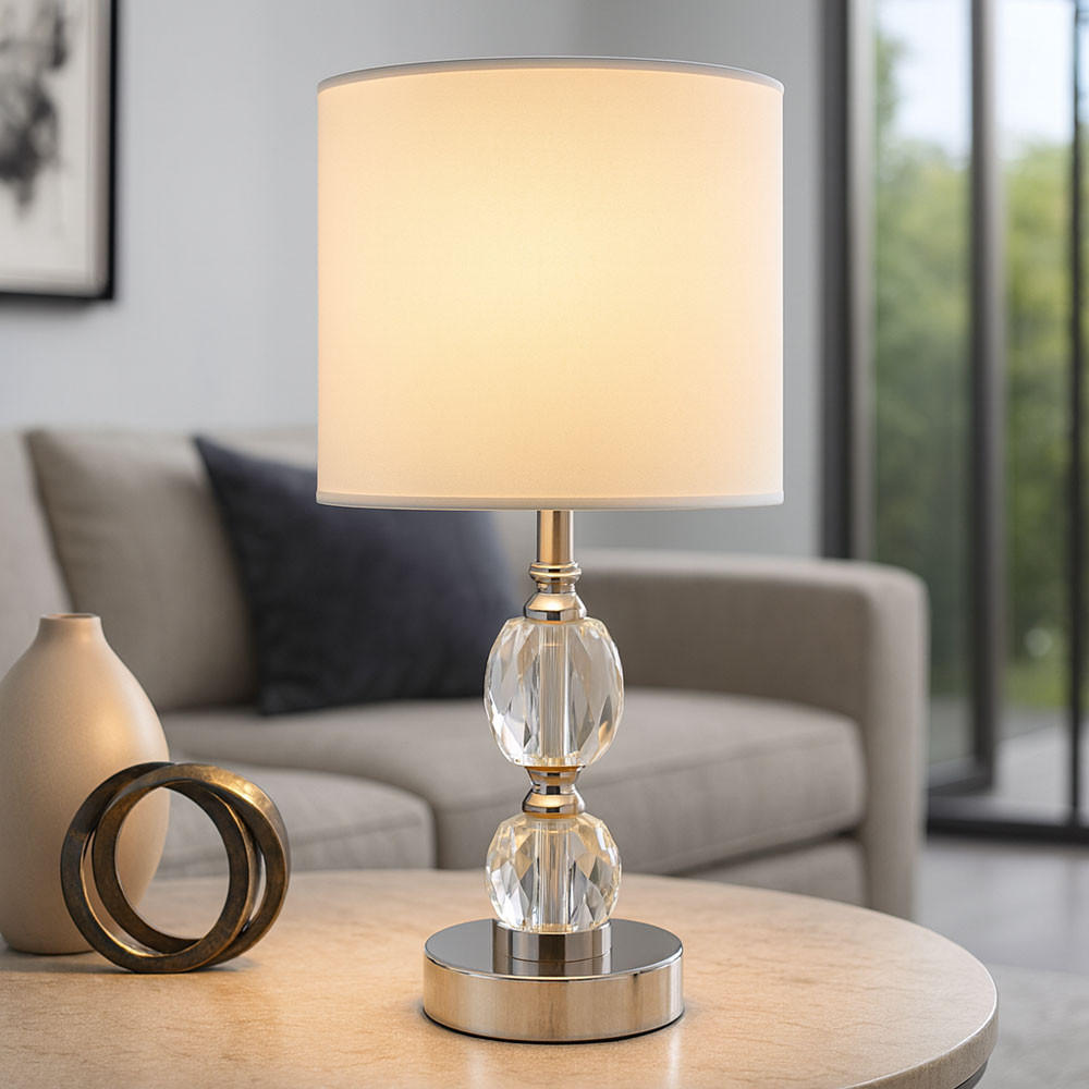 TISCHLEUCHTE Metall Kristallglas Weiß - Weiß, Metall (15/15/34cm) - Globo Lighting