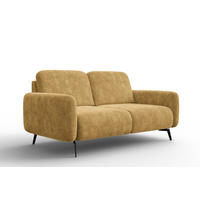 SOFA FEBE 2-Sitzer, safranfarbener Chenille-Stoff - Gelb/Schwarz, Holz/Textil (160/82/96cm) - Wozimo