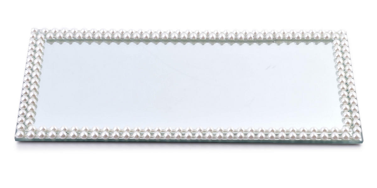 DEKOTABLETT Margot Perle 33/17/1 cm Glas - Perlmutt, Glas (1cm) - Mondex