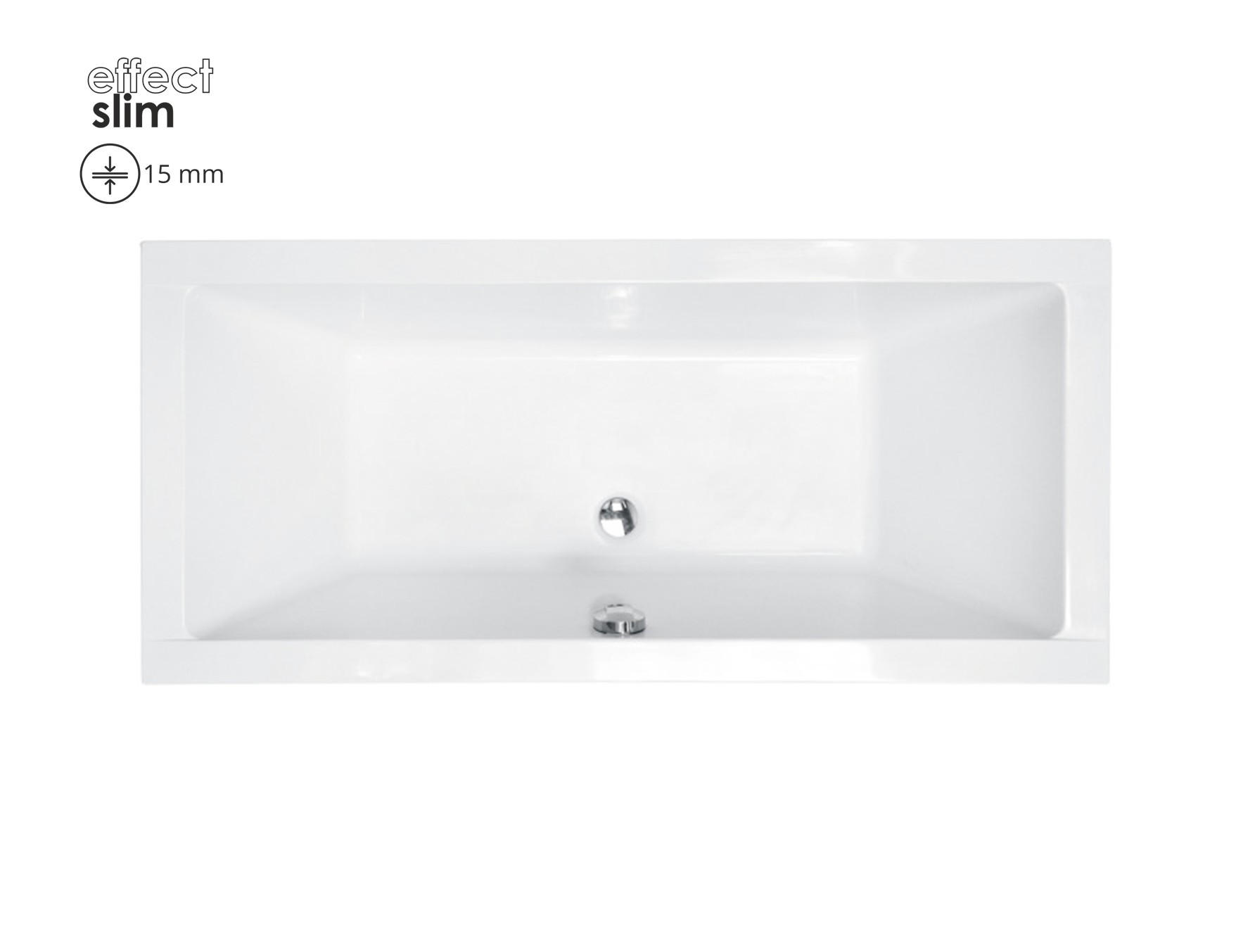 BADEWANNE Rechteck QUADRO SLIM 175/80 mit Styro Ablauf Füße - Weiß, Kunststoff (80/55.5/175cm) - bad land