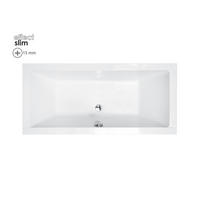 BADEWANNE Rechteck QUADRO SLIM 175/80 mit Styro Ablauf Füße - Weiß, Kunststoff (80/55.5/175cm) - bad land