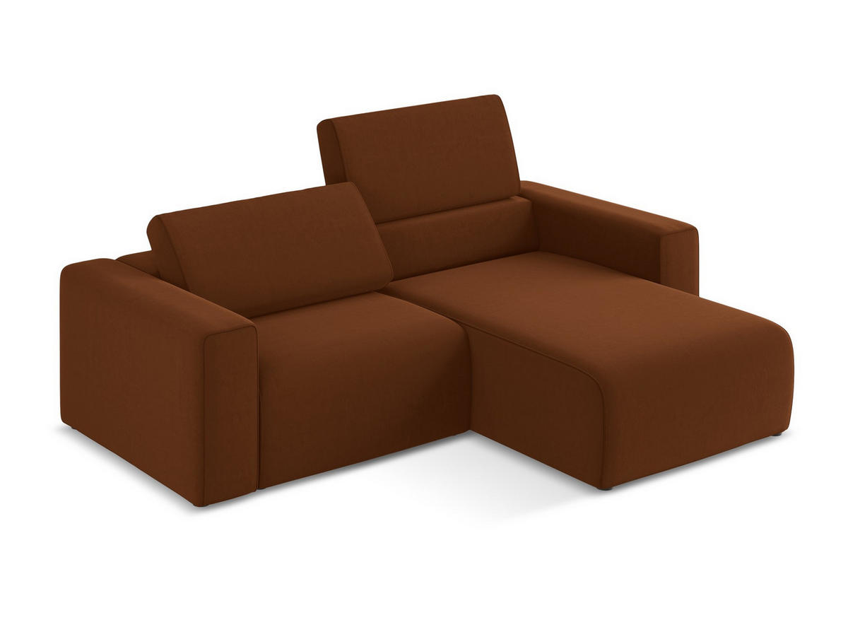 ECKSOFA Rechts Samt Stoff Orange - Rot/Terra cotta, Kunststoff/Textil (224/167cm) - Makamii