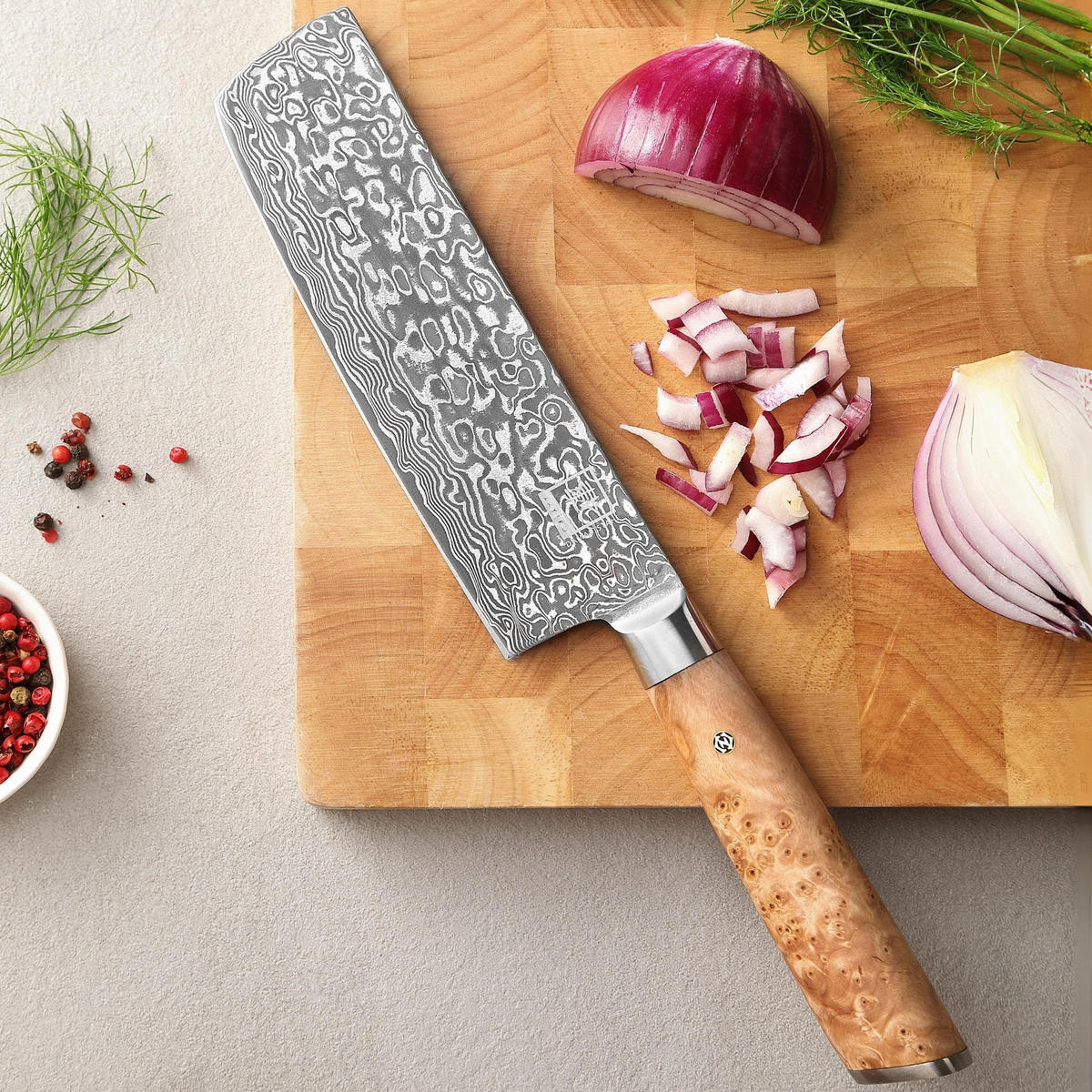 NAKIRIMESSER 17,5 cm - Birkefarben, Holz/Metall (32cm) - Zayiko