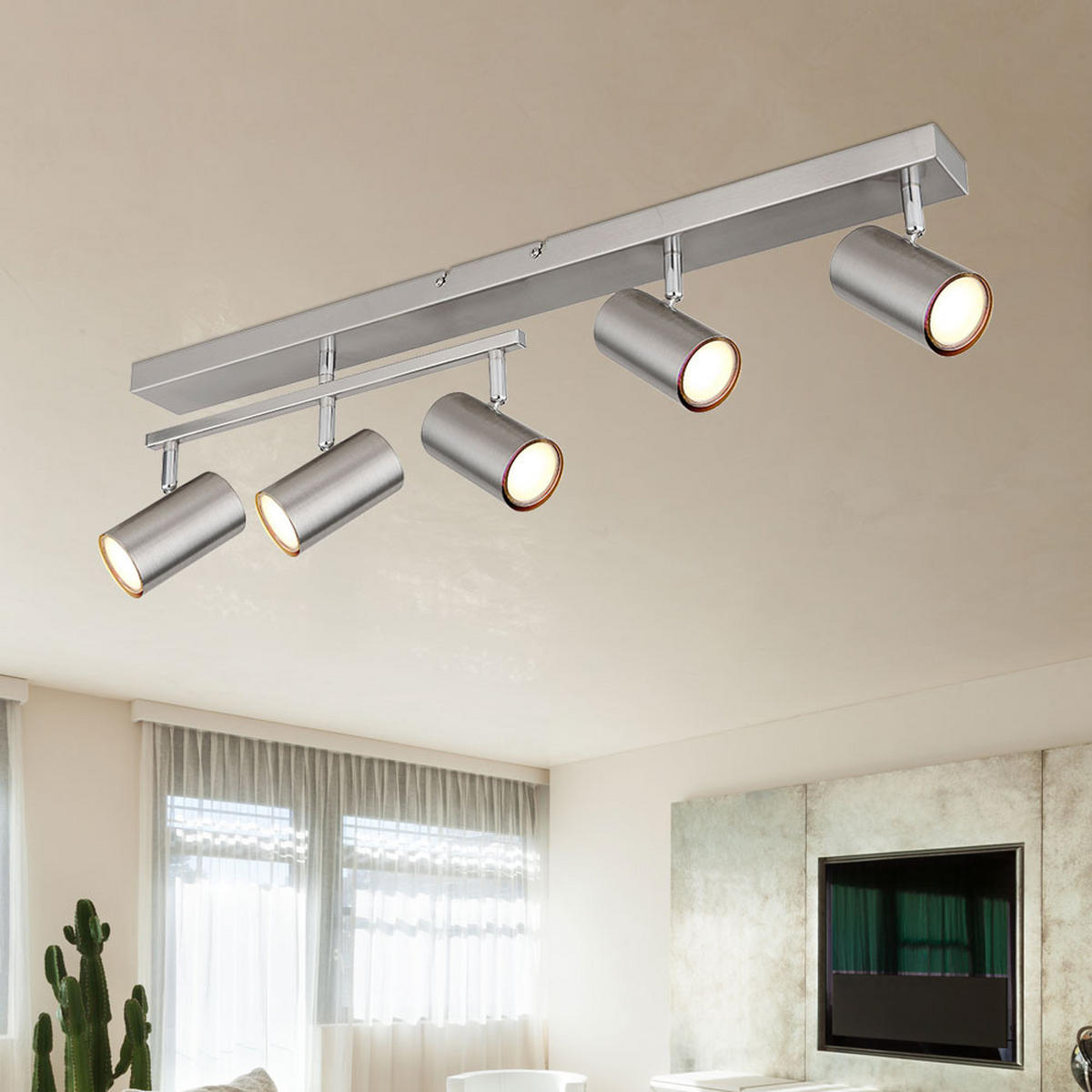 LED DECKENLEUCHTE Robby Metall Silber - Silberfarben, Metall (70/35/17cm) - Globo Lighting