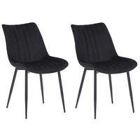 STUHL 2er Set Samt schwarz - Schwarz, Textil/Metall (46/82/61cm) - CLP
