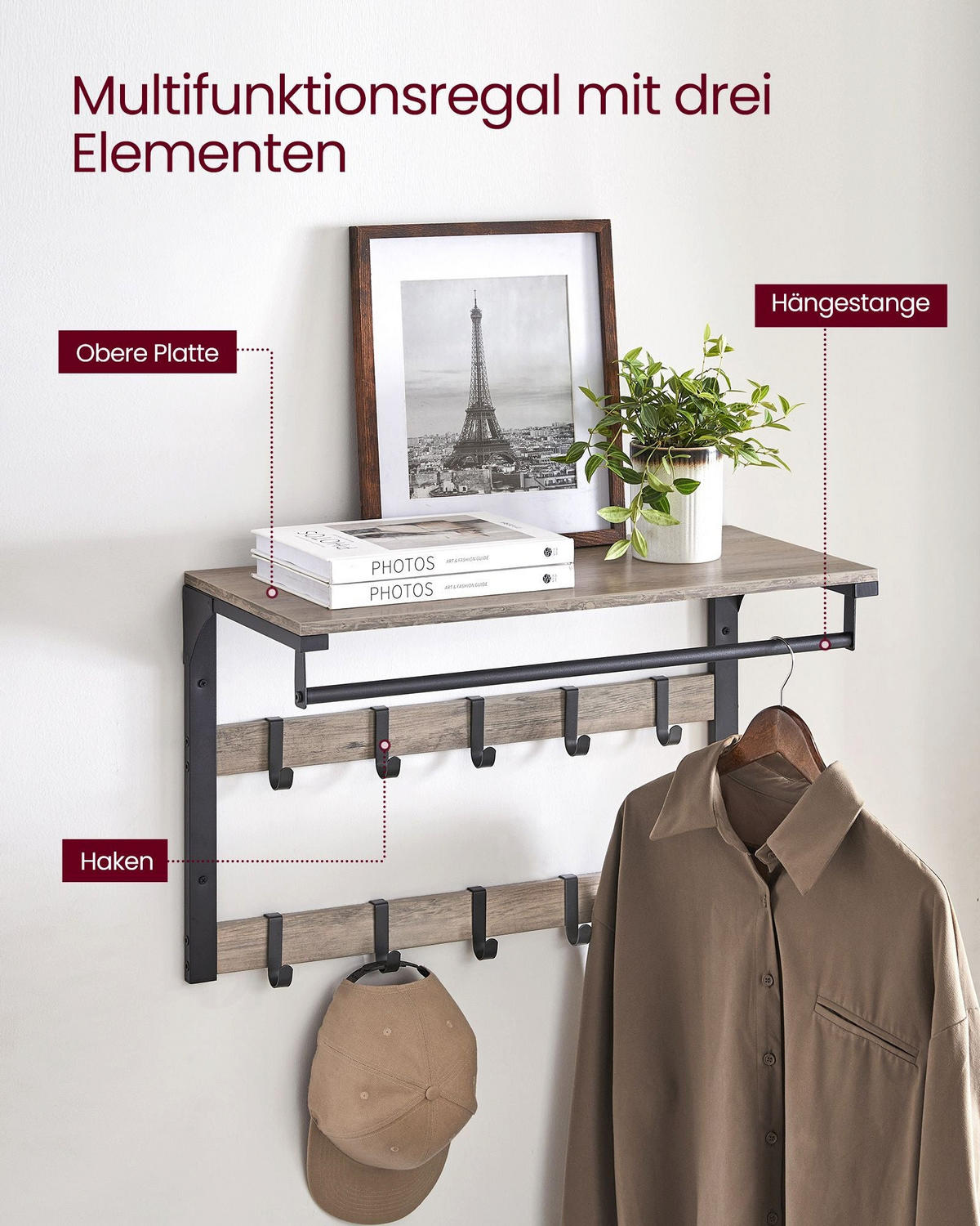 WANDGARDEROBE ANTANANARIVO - Schwarz, Holzwerkstoff (65/42/30cm) - Hansiro