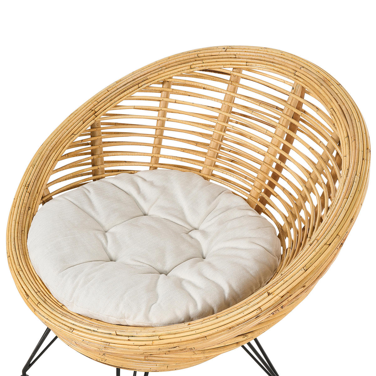 GARTENSTUHL 2er-Set Rattan helles beige Maratea - Beige/Naturfarben, Naturmaterialien (85/85/85cm) - Beliani