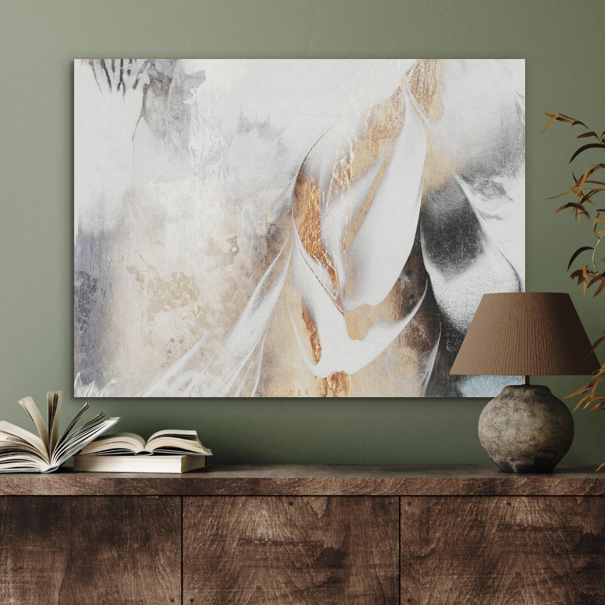 AKUSTIKPANEEL Luxus - Abstrakt - Gold - Weiß 80x60 cm - Goldfarben, Textil (80/0.9/60cm) - MuchoWow