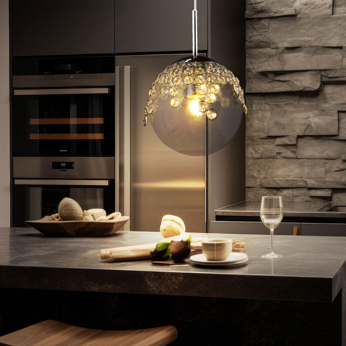 HÄNGELEUCHTE Glas Kristallen Klar - Klar, Glas (20/20/150cm) - Globo Lighting