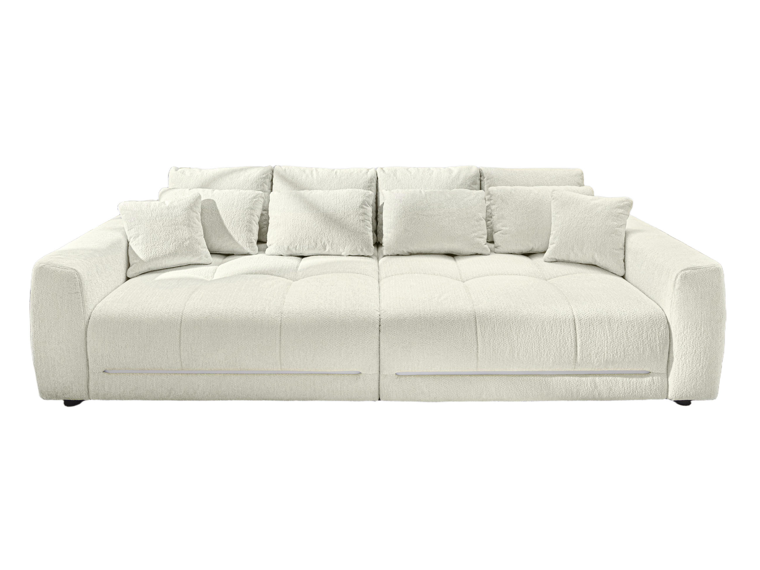 VELKÉ sofa pružinovým jádrem 294 × 136 × 86 cm (Š×H×V), RGB LED osvětlení s dálkovým ovládáním, potah z ženilky v béžové barvě / 15418 - černá/béžová, textil/plast (294/86/136cm) - luma-home
