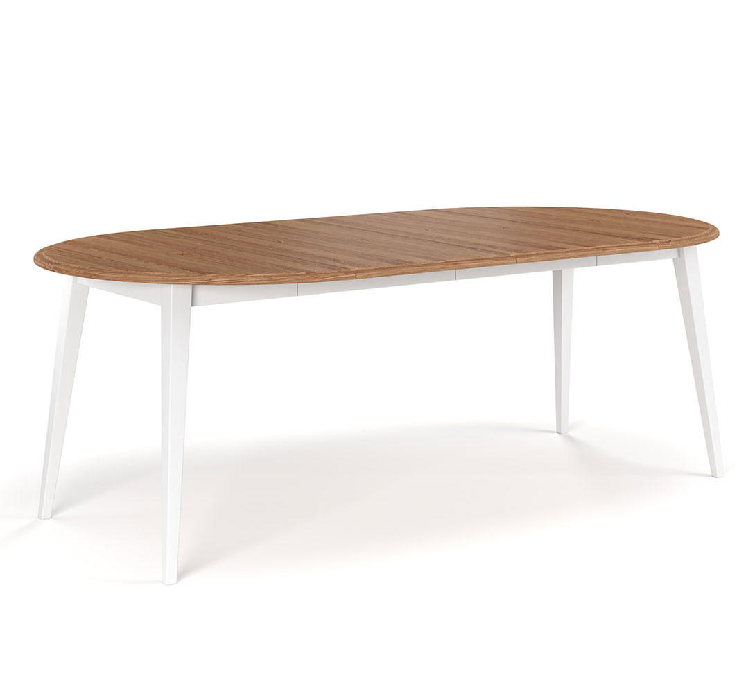 ESSTISCH Belluno Elegante Kiefer weiß (RAL9010) lackiert / Kiefer gebeizt, Eichefarben 110-210 / 110 / 74,5cm - Eichefarben/Weiß, Holz (110/210/75cm) - Feldmann-Wohnen