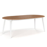 ESSTISCH Belluno Elegante Kiefer weiß (RAL9010) lackiert / Kiefer gebeizt, Eichefarben 110-210 / 110 / 74,5cm - Eichefarben/Weiß, Holz (110/210/75cm) - Feldmann-Wohnen
