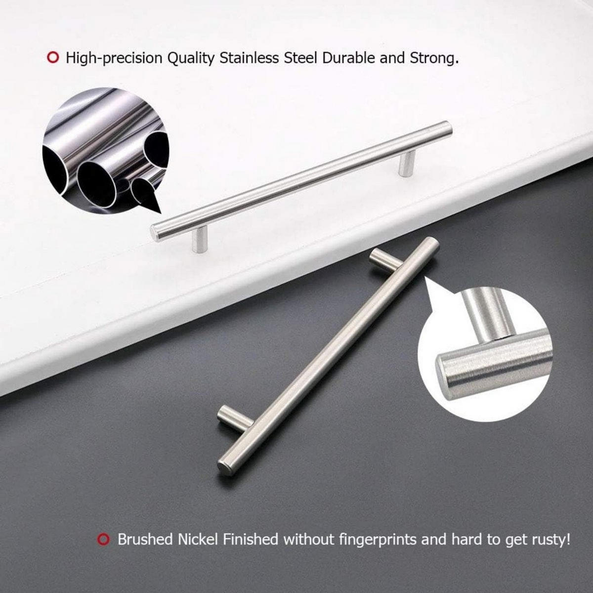 EDELSTAHLGRIFF 20er-Set Gebürstetes Silber ~13,5 x 19,2 x 3,2 cm Lochabstand 128 mm - Silberfarben, Metall (19.2/3.2/13.5cm) - MCBOSON