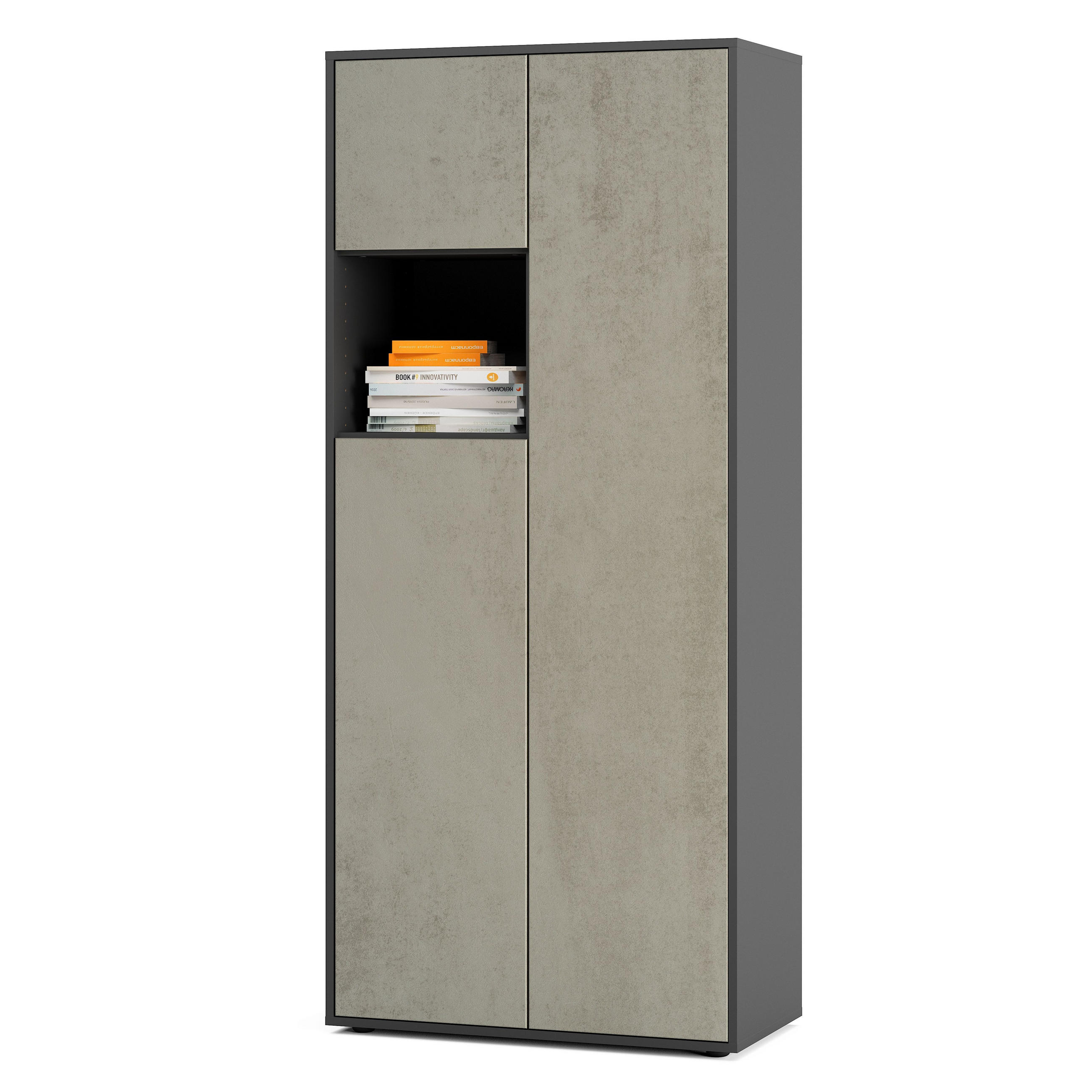 AKTENSCHRANK Amira T10 Beton Oxid 180/80/40 cm - Hellgrau, Holzwerkstoff (80/180/40cm) - SIMPLYFURN