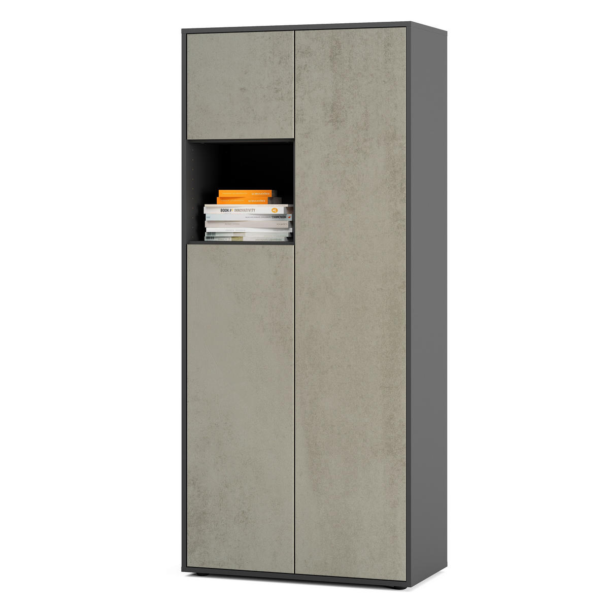 AKTENSCHRANK Amira T10 Beton Oxid 180/80/40 cm - Hellgrau, Holzwerkstoff (80/180/40cm) - SIMPLYFURN