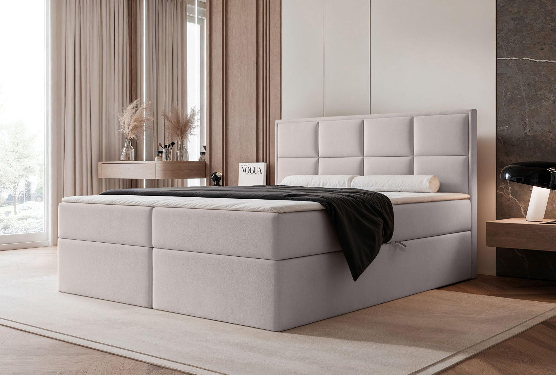 BOXBETT Silensio Greige Samt 180x200 cm - Taupe, Textil (180/200cm) - Selsey