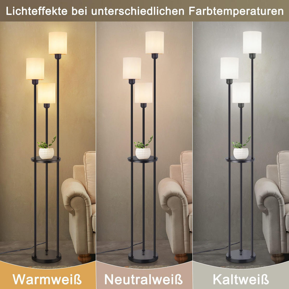 STEHLAMPE Jyvva 22.0/22.0/163.0 cm - Schwarz, Metall (22/22/163cm) - ZMH