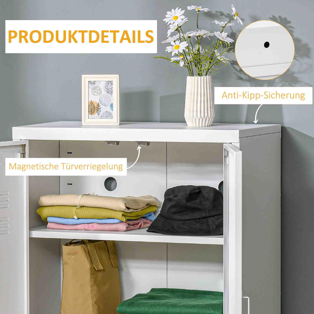 AKTENSCHRANK Metall Weiß - Weiß, Metall (33/110/75cm) - HOMCOM