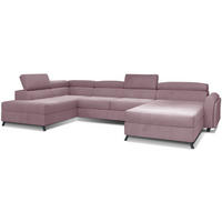 WOHNLANDSCHAFT mit Schlaffunktion und Bettkasten - Schwarz/Rosa, Textil/Metall (370/98/200cm) - Eltap