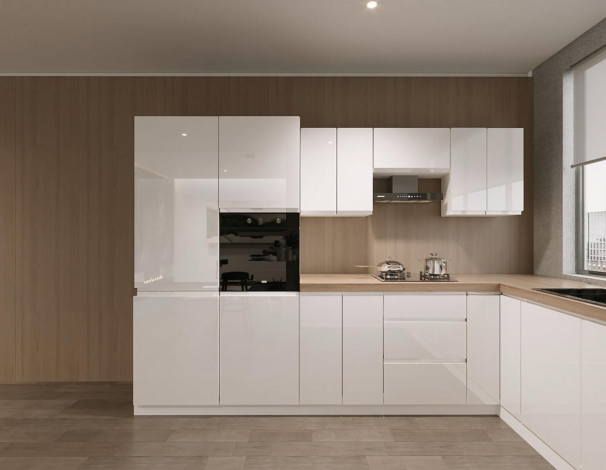 WINKELKÜCHE 320 cm x 320 cm x 200 cm- Aspen KA20-M320 - in Weiß/Hochglanz - Weiß Hochglanz, Holz (840/212/58cm)