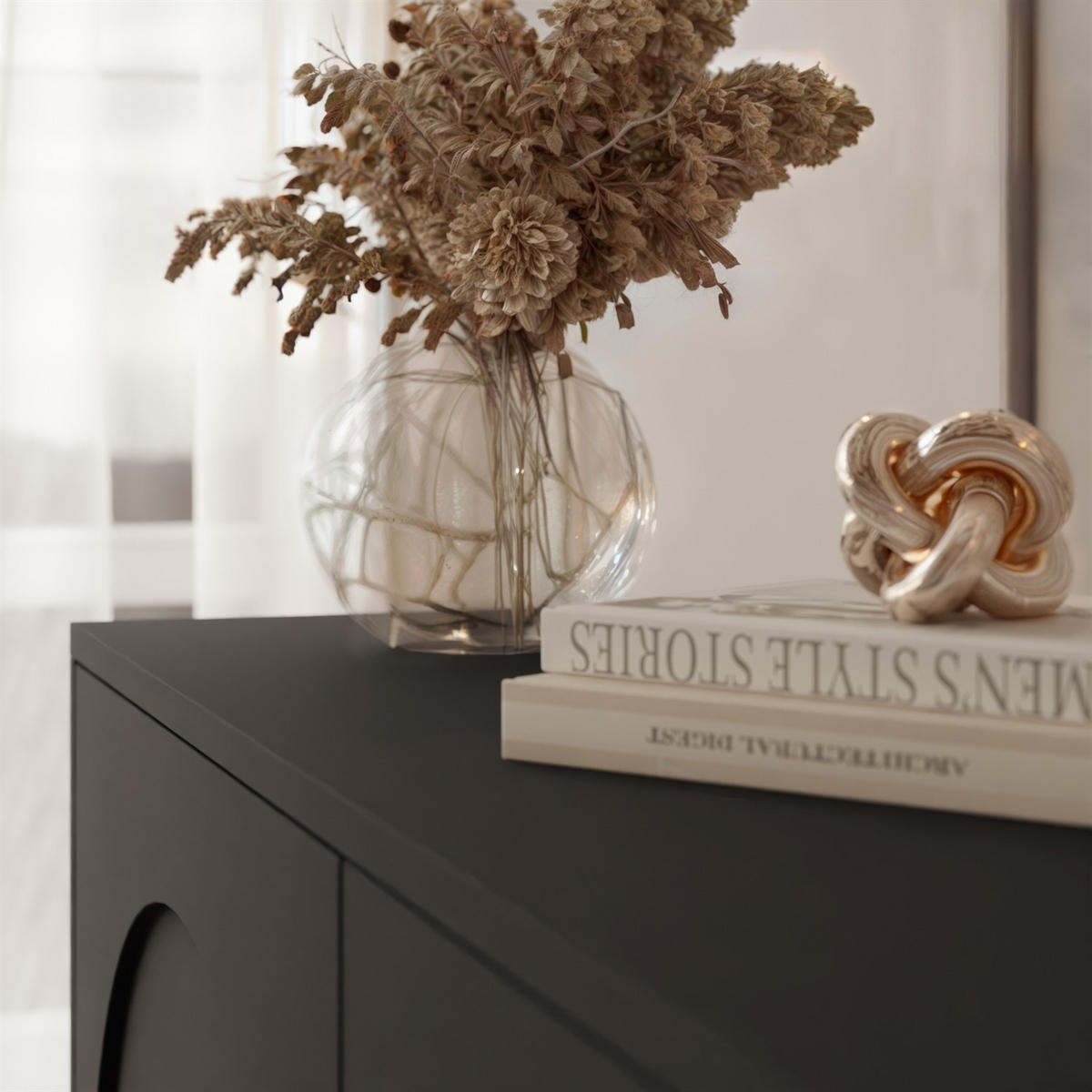 SIDEBOARD ARIADNA schwarz viertürig - Schwarz, Holzwerkstoff (204/83/35cm)