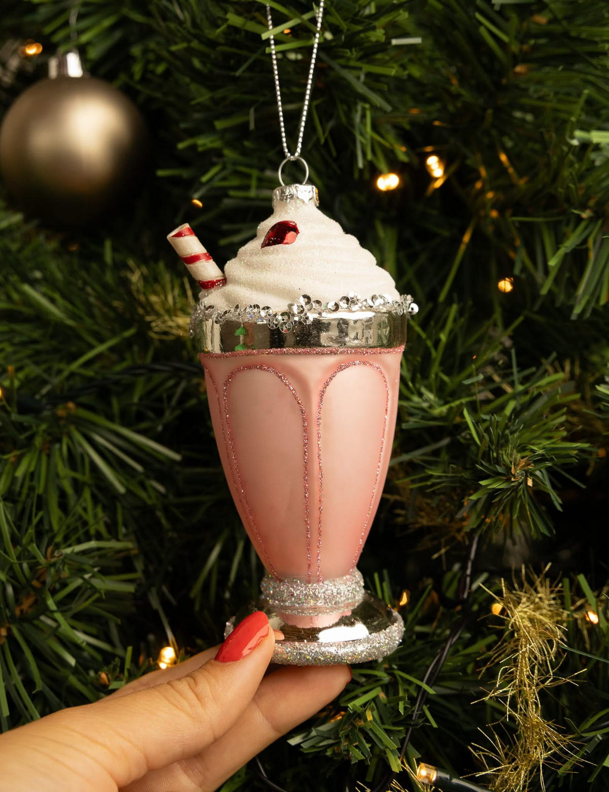 WEIHNACHTSKUGEL Milkshake 14 cm - Pink, Glas (7/14/1cm)
