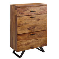 KOMMODE – Massivholz, 80x120x41,5 cm, Metallgestell, 3 Schubladen - Schwarz/Braun, Holz/Metall (80/120/42cm) - KADIMA DESIGN