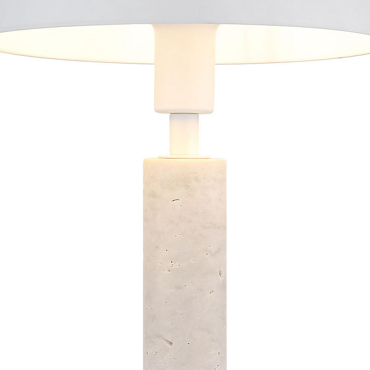 TISCHLEUCHTE Janie Weiß Travertin Stein - Weiß, Metall (20/20/34cm) - Globo Lighting