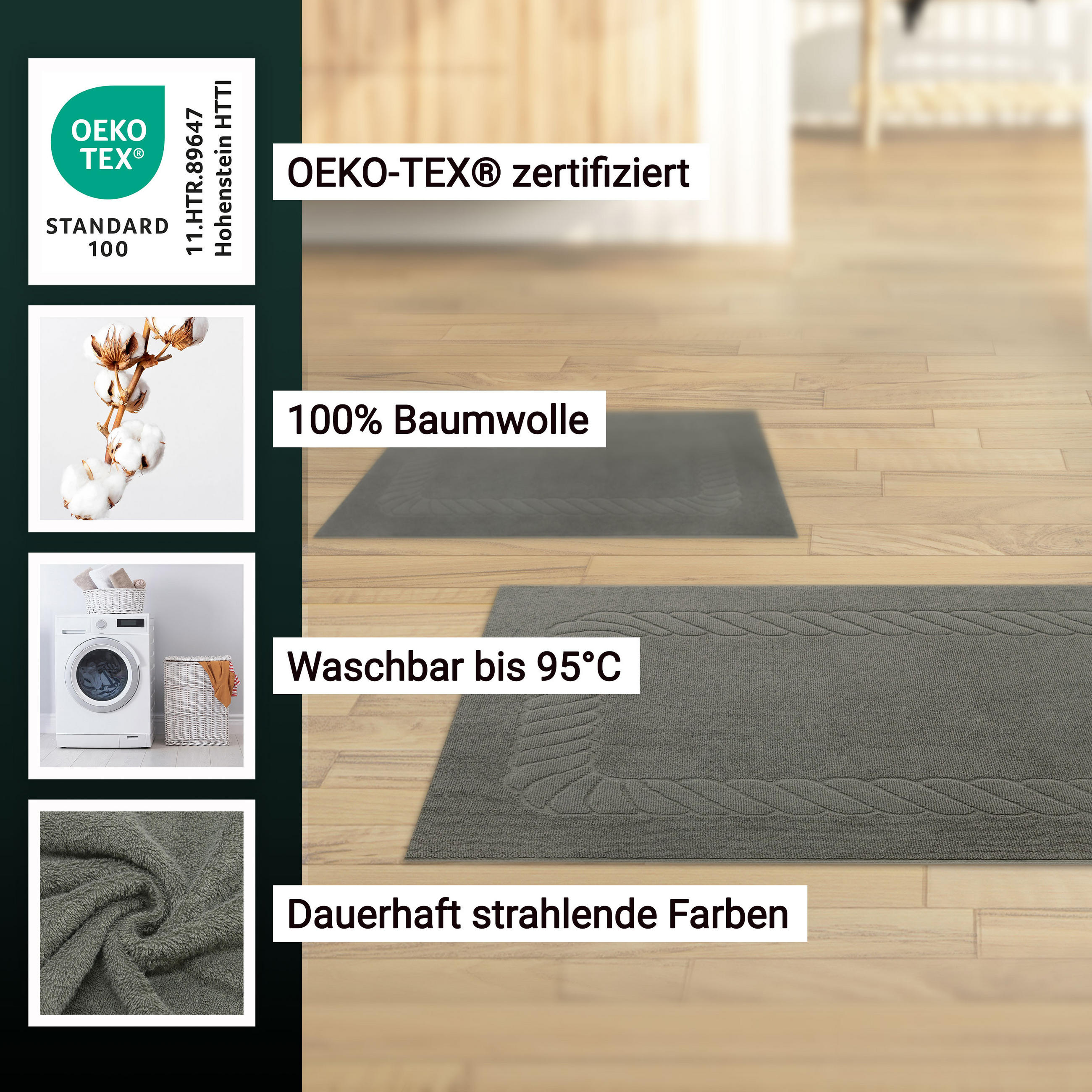 BADEMATTE, 2er-Set, 50x70 cm, 100% Baumwolle, Braun - Taupe, Textil (50/70cm) - Zollner