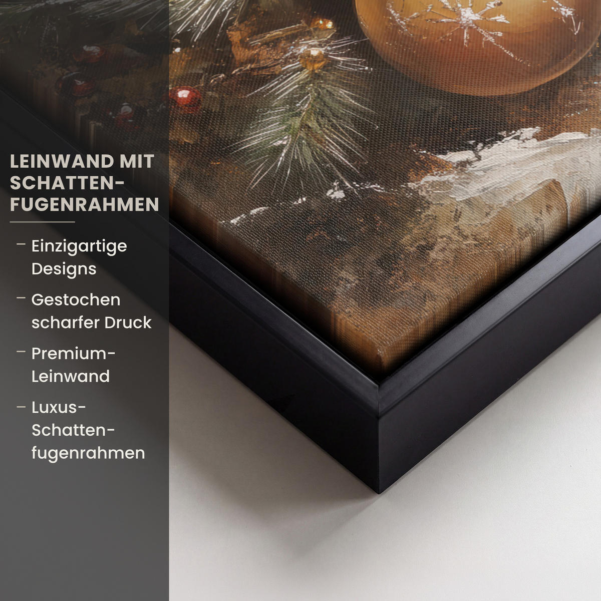 LEINWAND Bilder mit Rahmen - Weihnachten - Kugeln - Beige - Gold - 30x40 - Goldfarben, Textil (30/40cm) - MuchoWow