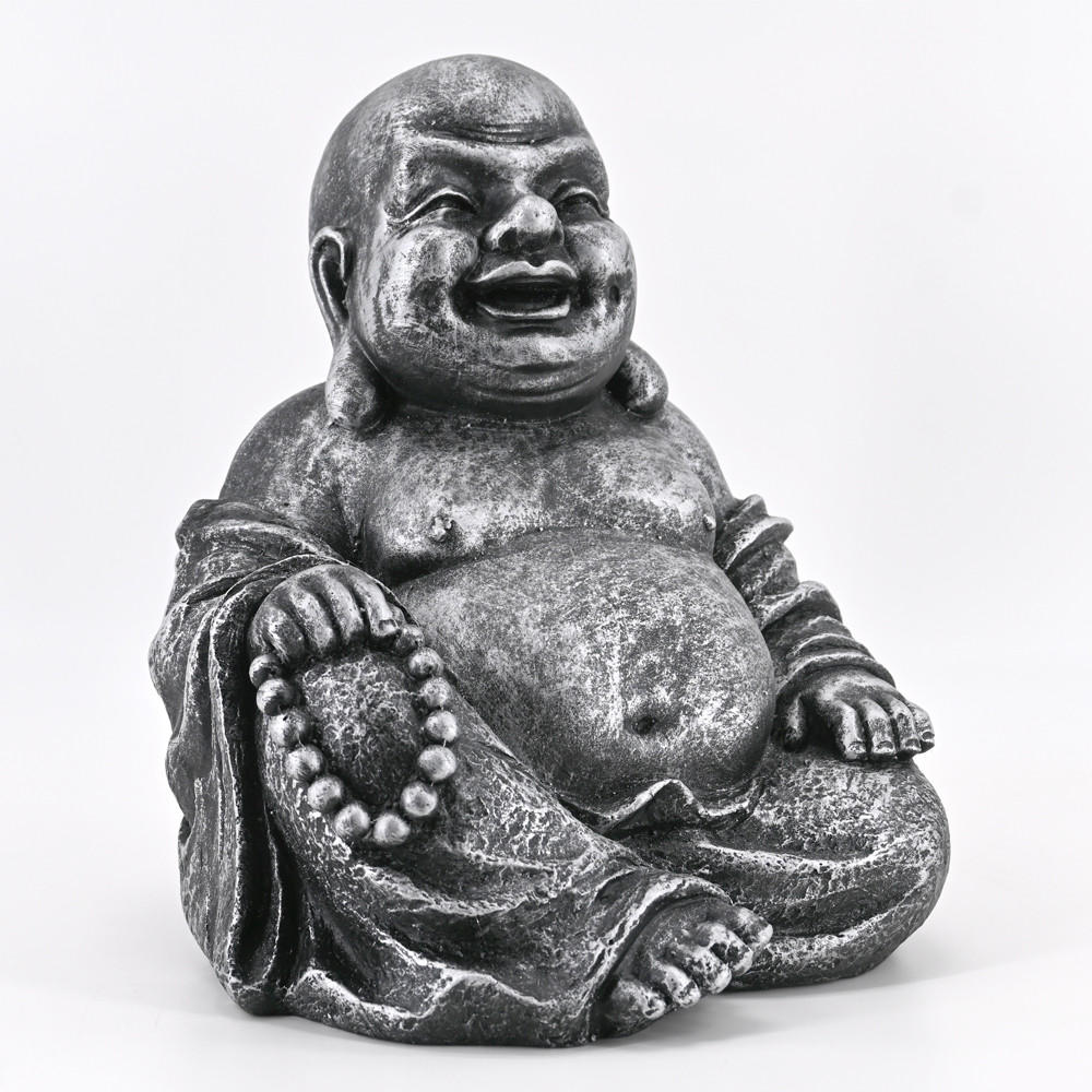 BUDDHA 31 cm, Schwarz-Silber - Silberfarben, Kunststoff (25/31/24cm) - dasmöbelwerk