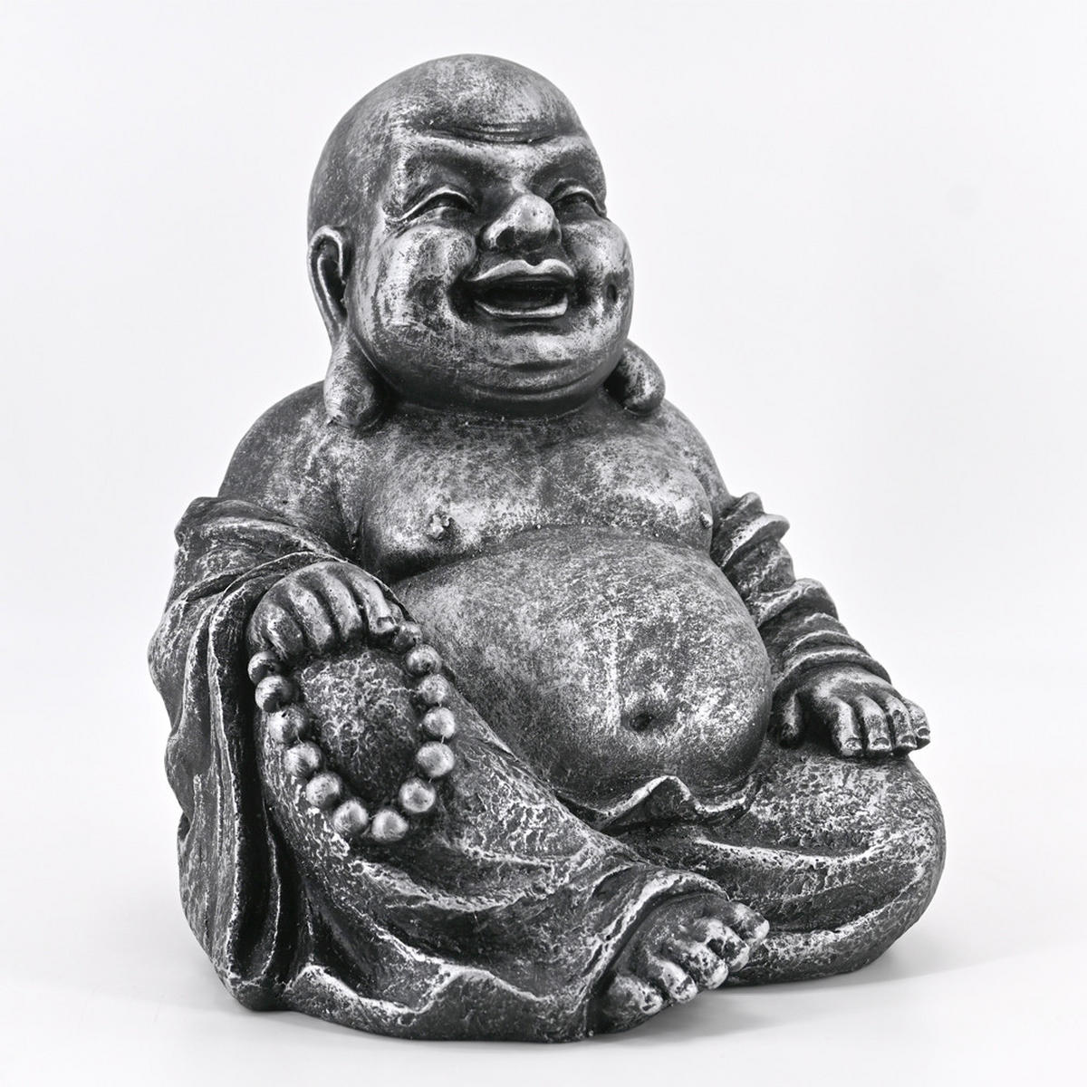 BUDDHA 31 cm, Schwarz-Silber - Silberfarben, Kunststoff (25/31/24cm) - dasmöbelwerk