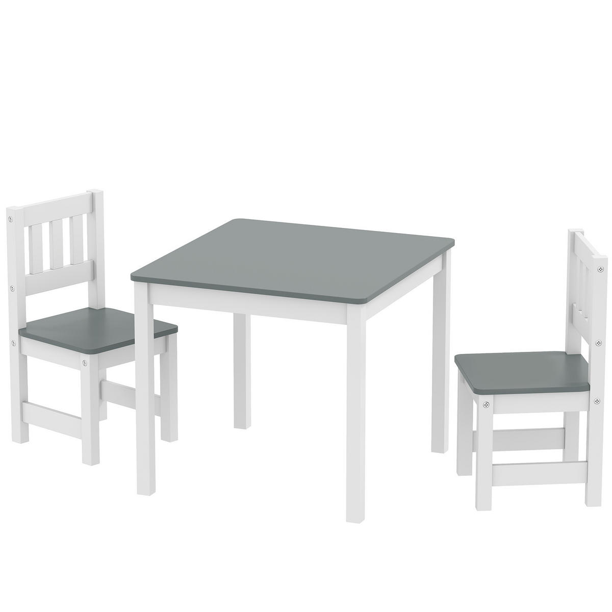 KINDERTISCH DE-10491 mit 2 Stühlen, für 3-8 Jahre Grau - Grau, Holzwerkstoff (52/48/56cm) - ComfortXL