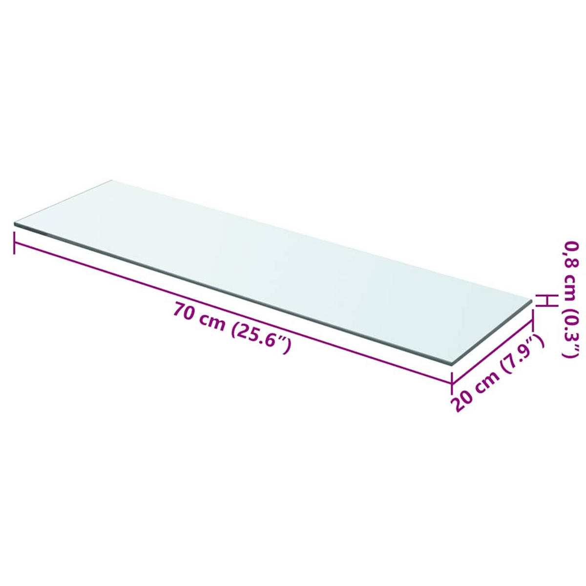 WANDBOARD 70/20/0,8 cm aus Glas Transparent - Transparent, Glas (70/0.8/20cm) - vidaXL