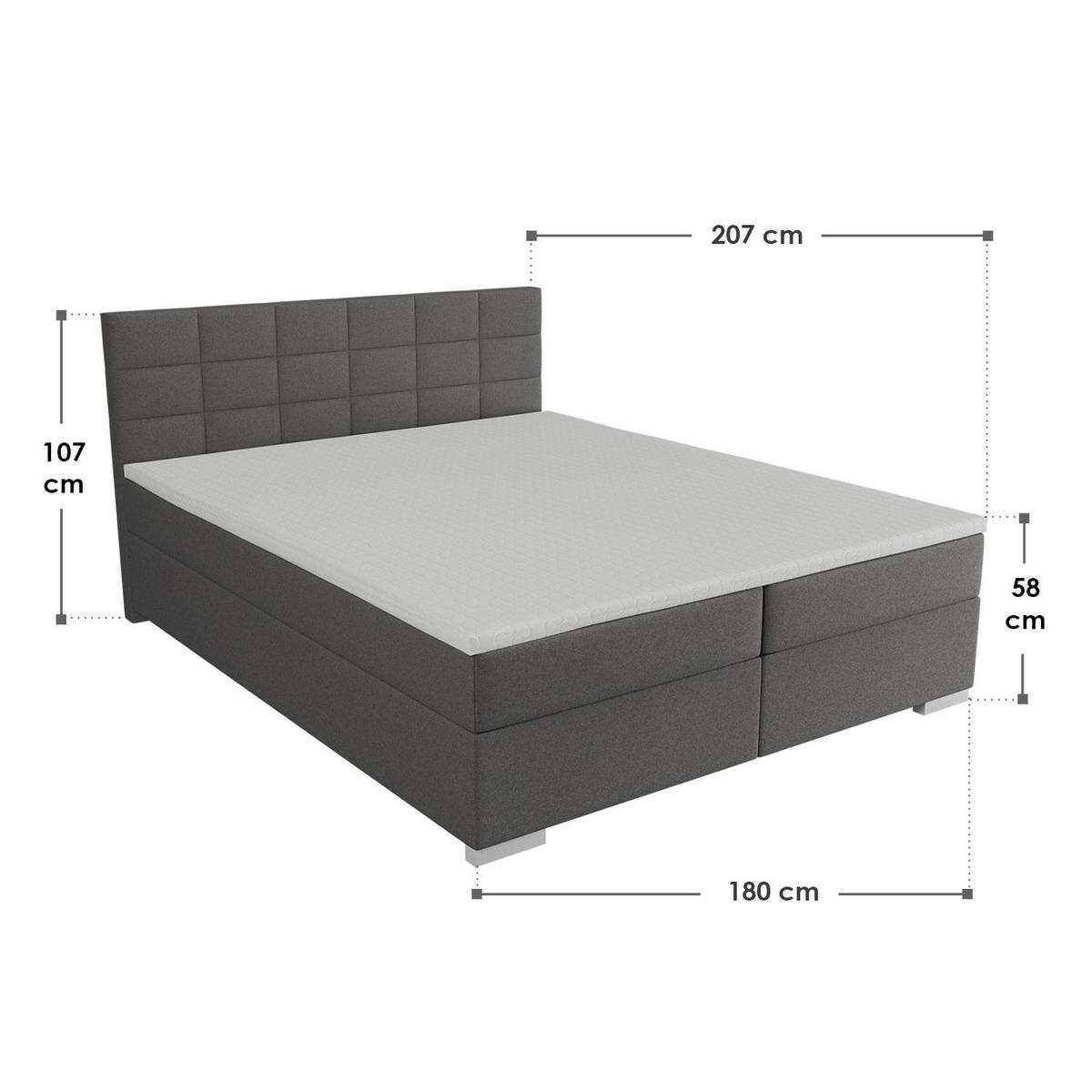 BOXBETT Seattle hellgrau 180x200 cm Malmo-Stoff - Hellgrau, Textil (180/200cm) - Juskys