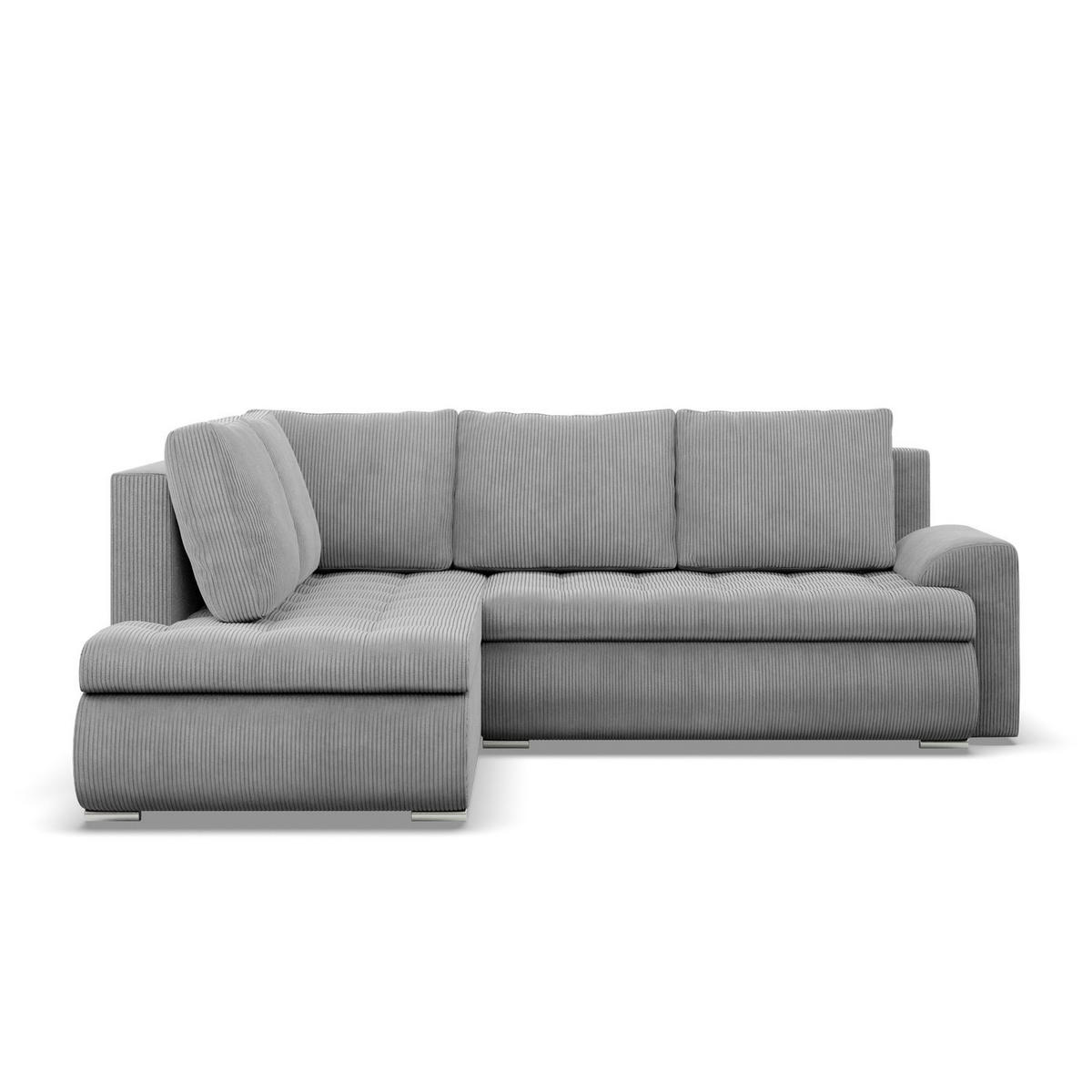 ECKSOFA LINKS MIT SCHLAFFUNKTION FORESTA, Cord - Grau - Grau, Textil (230/200cm) - Mebligo
