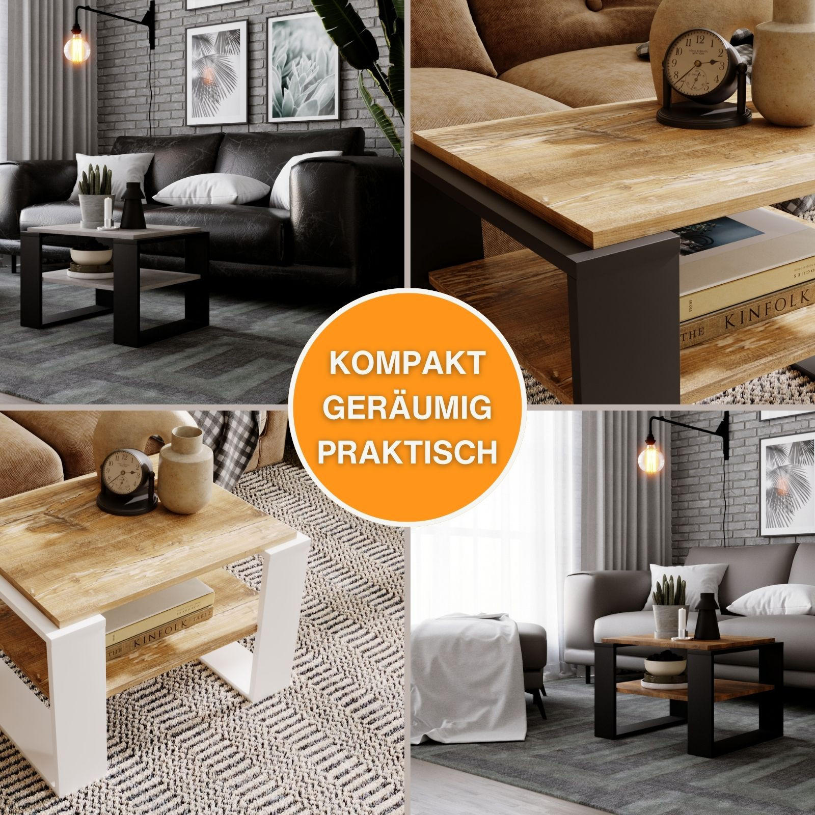 COUCHTISCH Kaja63 63/42/53,8 - Schwarz/Grau, Holzwerkstoff (54/63/42cm) - RAUMHIRSCH FURNITURE